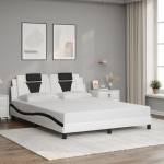 Voodiraam viana ilma madratsita, valge ja must, 160 x 200 cm, kunstnahk