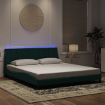 Voodiraam led ilma madratsita hanko, tumeroheline, 180x200 cm, samet