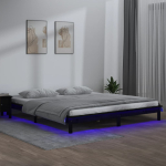 Voodiraam led-iga, must, 200 x 200 cm, m&auml;nnipuit