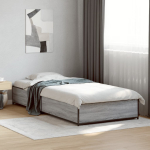 Voodiraam, hall sonoma tamm, 90 x 190 cm, tehispuit ja metall