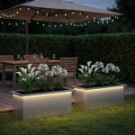 Led-valgustusega lillekast 2 tk h&otilde;bedane 30 x 60 x 30 cm