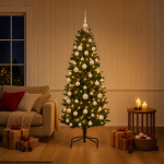 Tehisj&otilde;ulukuusk koos kaunistustega 150 cm 150 led-i soe valge