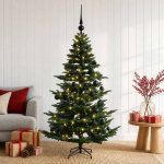 Kunstkuusk koos j&otilde;ulukuuliga 120 cm 150 led-i soe valge