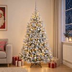 Tehisj&otilde;ulukuusk koos kaunistustega 210 cm 300 led-i soe valge