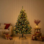 Kunstlik kokkupandav j&otilde;ulupuu 180 cm 300 led-i soe valge pvc