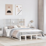 Riiuliga voodiraam ilma madratsita, valge, 160x200cm, puit