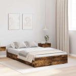 Voodi hoiukohaga raam suitsetatud tamm 120 x 200 cm tehispuit