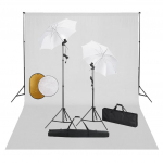 Fotostuudiokomplekt lambid, vihmavari, taustapilt, reflektor