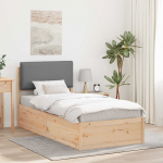 Voodiraam pehme peatoega peaga helehall 75 x 190 cm tahke m&auml;nd