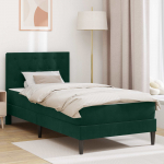 Voodiraam madratsiga peaga tume rohelise 100 x 200 cm samet