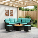 M&ouml;&ouml;blisete padjaga 6 pcs must ja t&uuml;rkiissinine pe rattan