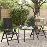Lamavad aialtoolid 2 pcs must 58 x 73 x 111,5 cm tekstileen