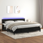 Kontinentaalvoodi madrats ja led, must, 200x200 cm, samet