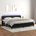 Kontinentaalvoodi madrats ja led, must, 200x200 cm, samet