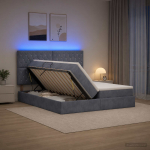 Led-iga voodiraam koos madratsiga tumehall 180 x 200 cm samet