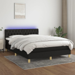 Kontinentaalvoodi madrats ja led, must, 140x200 cm, kangas