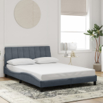 Voodiraam ilma madratsita hanko, tumehall, 140x190 cm, samet