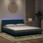Voodiraam led ilma madratsita hanko, sinine, 180x200 cm, samet