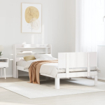 Voodiraam peatsiga ilma madratsita valge 90x200 cm