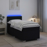 Kasti vedru madratsiga ja led valgusega voodi must 80 x 200 cm