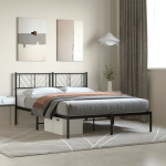 Metallist voodiraam peatsiga, must, 140x190 cm