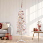 Kitsas kunstkuusk koos j&otilde;ulukuulidega 150 cm 150 led-i