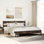 Metallist voodiraam ilma madratsita suitsutatud tamm 193x203 cm