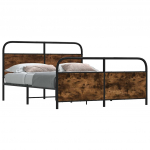 Metallist voodiraam ilma madratsita suitsutatud tamm 183x213 cm