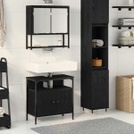 Vannitoa m&ouml;&ouml;bleset riiuliga ladustamisega 2 pcs must tehispuit