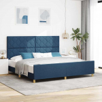 Voodi raam peaga sinine 200 x 200 cm kangas