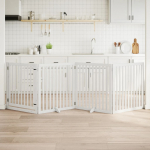 Kokkupandav koerav&auml;rav uksega, 4 paneeli, valge 320 cm, pappel