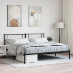 Metallist voodiraam peatsiga, must, 180 x 200 cm