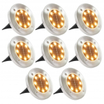 P&auml;ikesepatareidega maapinnavalgustid, 8 tk led-tuled, soe valge
