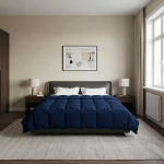 Talve tek rapistatud tumesinine 220 x 260 cm mikrokiud