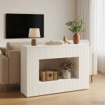 Konsoollaud triibuline valge 101 x 29 x 74 cm t&ouml;&ouml;deldud puit