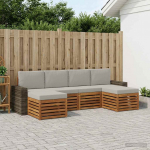 Diivanikomplektid 6 pcs naturaalne ja helehall tugev akatsiapuu