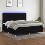 Kontinentaalvoodi madrats ja led, must, 200x200 cm, kangas