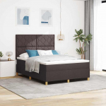 Led box spring voodi madratsiga tume pruun 140 x 190 cm kangas