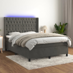 Kontinentaalvoodi madrats ja led, tumehall, 140x200 cm, samet