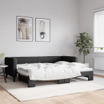 Diivanvoodi v&auml;ljat&otilde;mmatava osaga, must, 80x200 cm, kangas