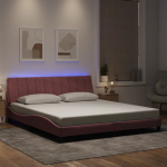 Voodiraam led ilma madratsita hanko, roosa, 180x200 cm, samet