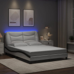 Voodiraam led-iga ilma madratsita hvar, valge ja must, 120 x 200 cm