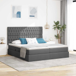 Laos voodi peaga ladustamisega tumehall 180 x 200 cm kangas