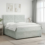 Vedruvoodi madratsiga peaga helehall 140 x 200 cm samet