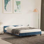 Voodiraam ilma madratsita tumesinine 140x190 cm samet