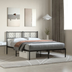 Metallist voodiraam peatsiga, must, 140x200 cm