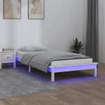Led-voodiraam, valge, 75 x 190 cm, m&auml;nnipuit