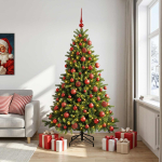 Kunstkuusk koos j&otilde;ulukuuliga 180 cm 300 led-i soe valge