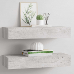 Sahtliga seinariiulid, 2 tk, betoonhall, 60x23.5x10cm, mdf