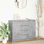 Puhvetkapp sahtlitega, betoonhall, 100,5x35x76 cm, tehispuit
